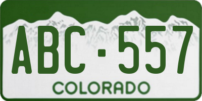 CO license plate ABC557