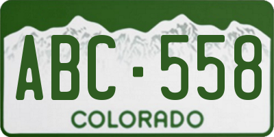 CO license plate ABC558