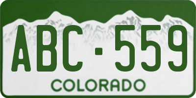CO license plate ABC559