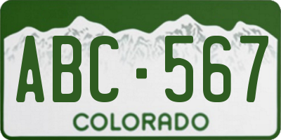 CO license plate ABC567