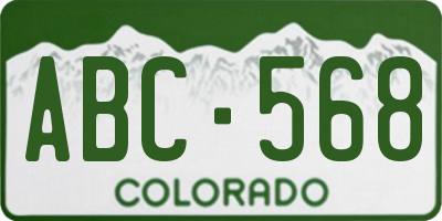 CO license plate ABC568