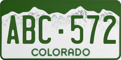 CO license plate ABC572