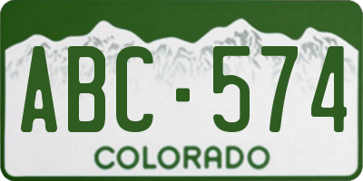 CO license plate ABC574