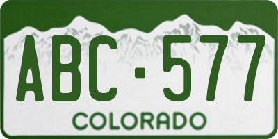 CO license plate ABC577