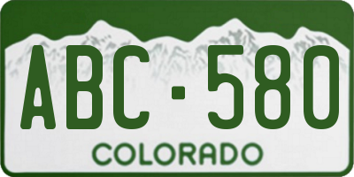 CO license plate ABC580