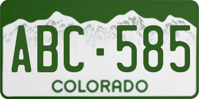 CO license plate ABC585