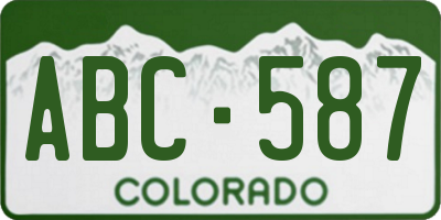 CO license plate ABC587