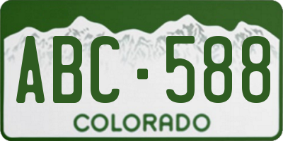 CO license plate ABC588