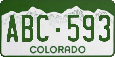 CO license plate ABC593