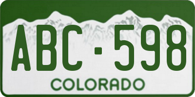 CO license plate ABC598