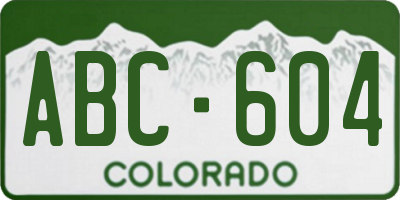 CO license plate ABC604