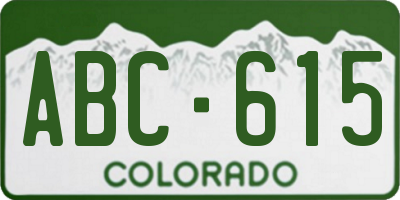 CO license plate ABC615