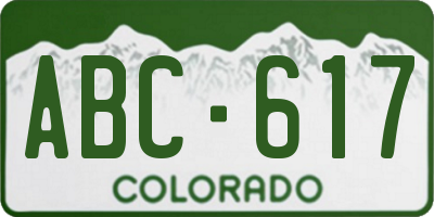 CO license plate ABC617