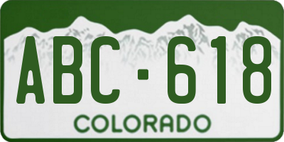 CO license plate ABC618
