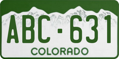 CO license plate ABC631