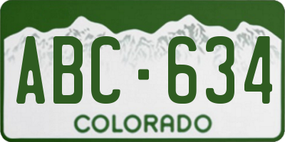 CO license plate ABC634