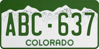 CO license plate ABC637