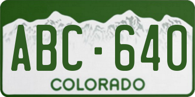 CO license plate ABC640