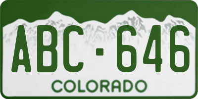 CO license plate ABC646