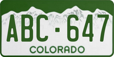 CO license plate ABC647