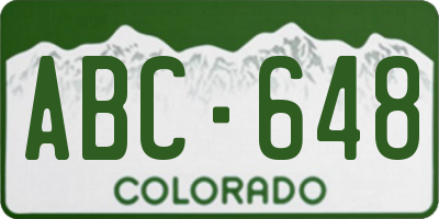 CO license plate ABC648