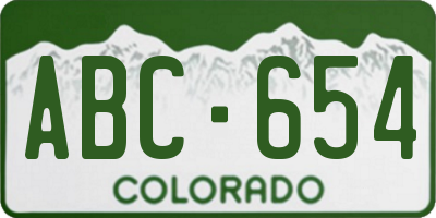 CO license plate ABC654