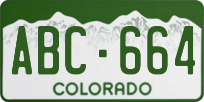 CO license plate ABC664