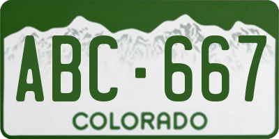 CO license plate ABC667