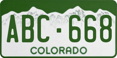 CO license plate ABC668