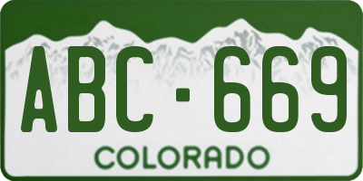 CO license plate ABC669