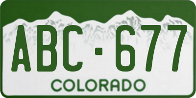 CO license plate ABC677