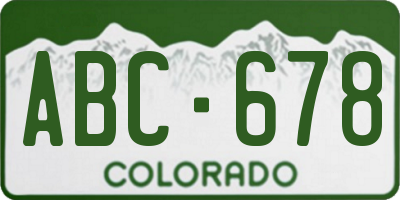 CO license plate ABC678