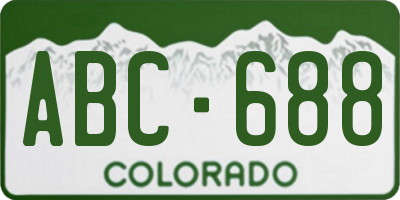 CO license plate ABC688