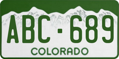 CO license plate ABC689