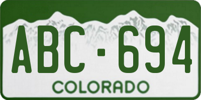 CO license plate ABC694