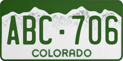 CO license plate ABC706