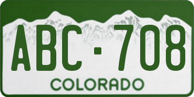 CO license plate ABC708