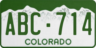 CO license plate ABC714