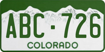 CO license plate ABC726