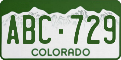 CO license plate ABC729