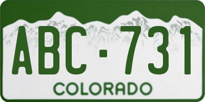 CO license plate ABC731
