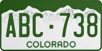 CO license plate ABC738