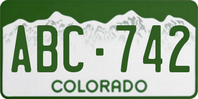 CO license plate ABC742