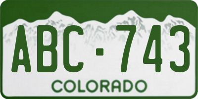 CO license plate ABC743