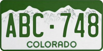 CO license plate ABC748