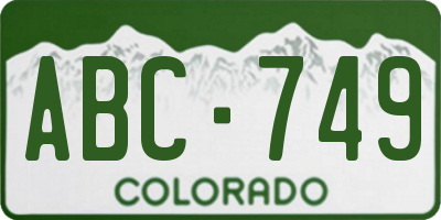CO license plate ABC749