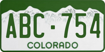 CO license plate ABC754