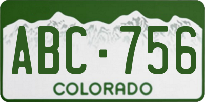 CO license plate ABC756