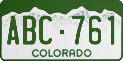 CO license plate ABC761