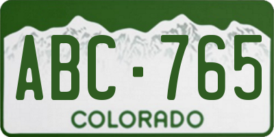 CO license plate ABC765